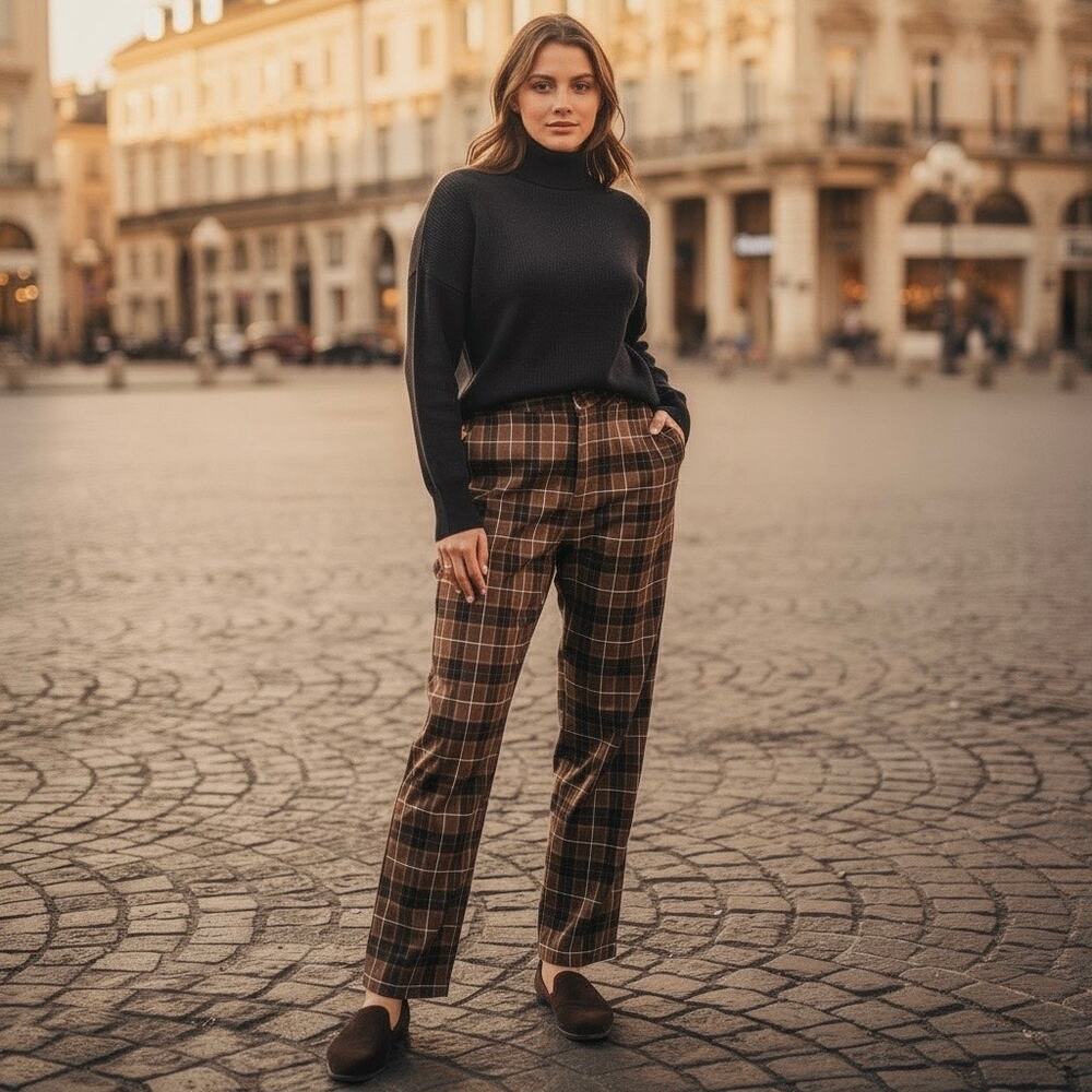 NWOT Papaya Plaid Stretch Pants